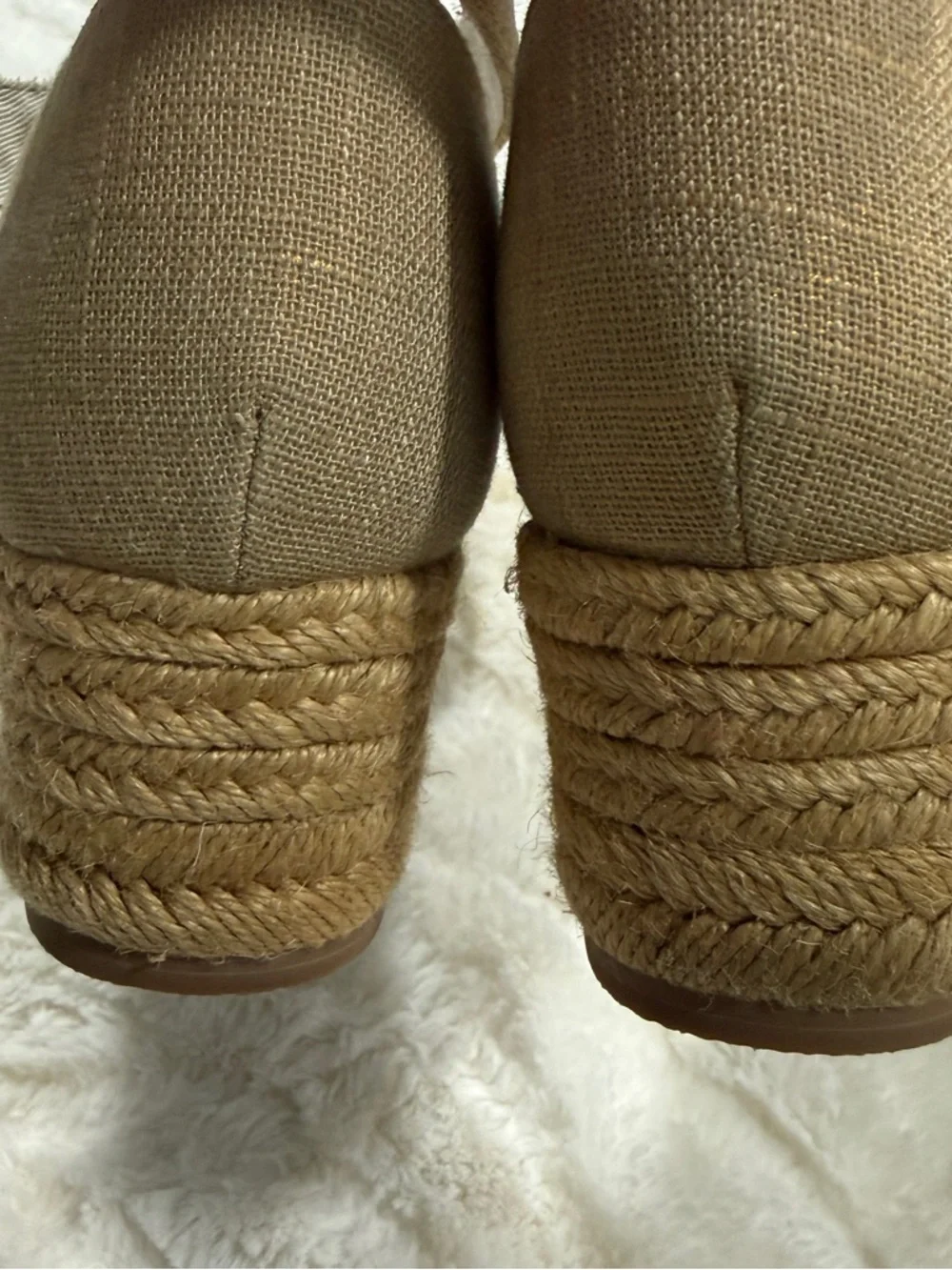 Jack Rogers Metallic Gold Jute Espadrille Wedge Sandals Size 8.5 Ankle Strap